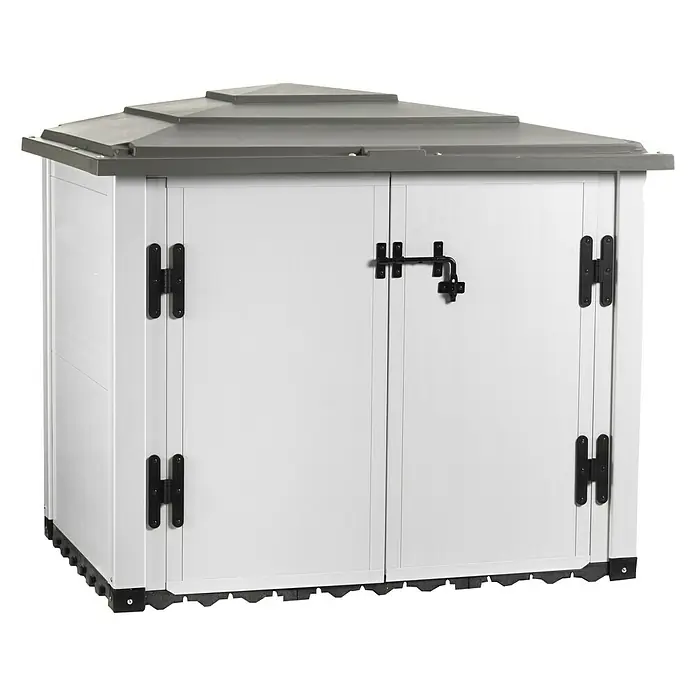 Mülltonnenbox Urban 100 - L x B x H: 89 x 22 x 133 cm, Kunststoff, Grau, Geeignet für Anzahl Mülltonnen: 2 Stk. - Diagonale Ansicht
