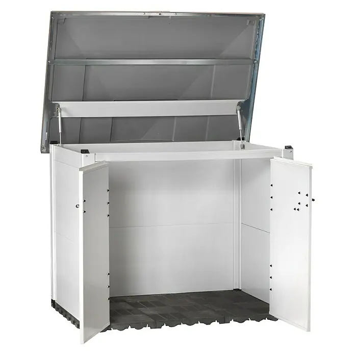 Mülltonnenbox Urban 100 - L x B x H: 89 x 22 x 133 cm, Kunststoff, Grau, Geeignet für Anzahl Mülltonnen: 2 Stk. - Diagonale Ansicht