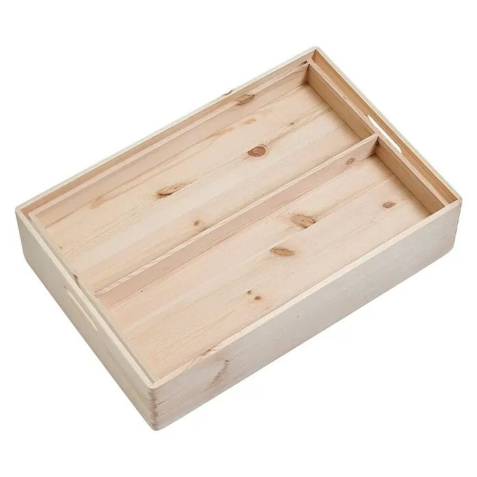 Tabletteinsatz XL - 55 x 37 x 5 cm, Passend für: Stapelbox XL - Diagonale Ansicht