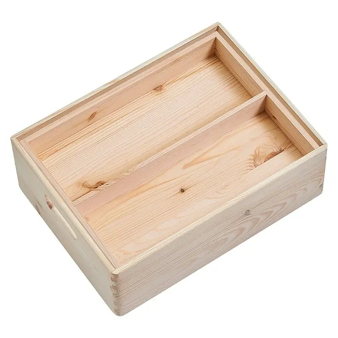 Tabletteinsatz L/M - 27 x 36 x 5 cm, Passend für: Stapelbox M, Stapelbox L - Diagonale Ansicht