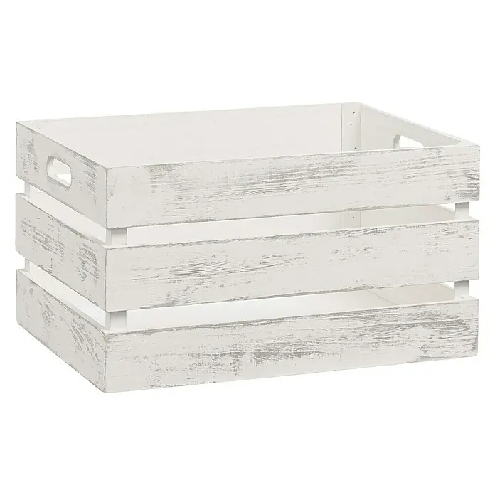 Zeller Present Holzkiste - 39 x 29 x 21 cm, Weiß - Diagonale Ansicht