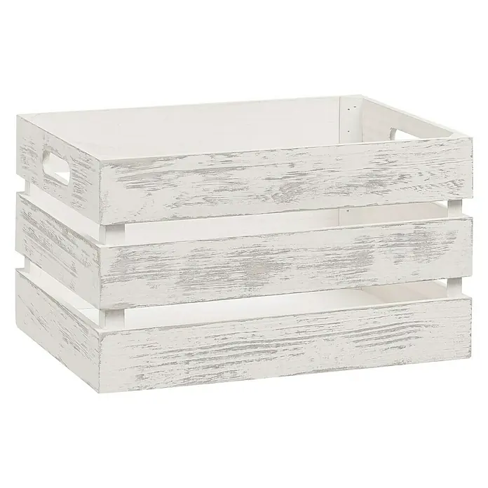 Zeller Present Holzkiste - 35 x 25 x 20 cm, Weiß - Diagonale Ansicht