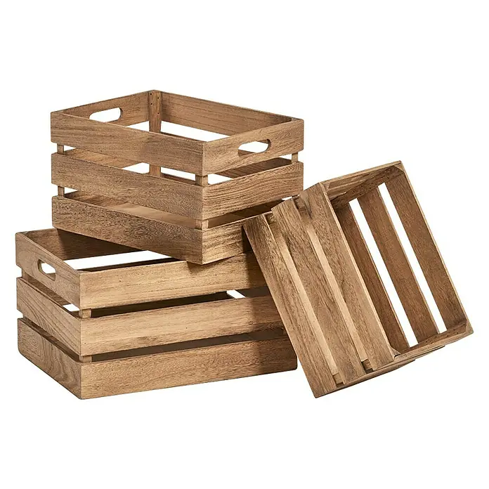 Zeller Present Holzkiste - 39 x 29 x 21 cm, Braun - Diagonale Ansicht