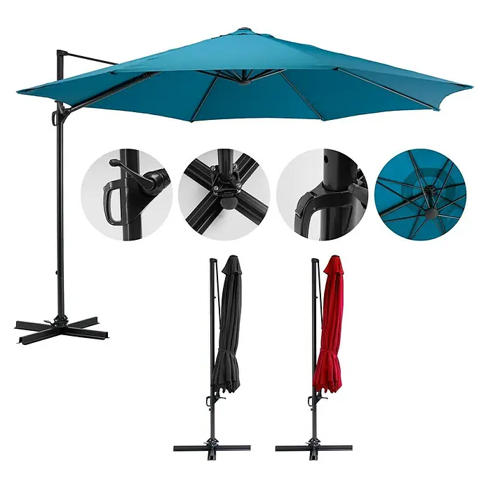 Sunfun Ampelschirm Florenz - Blau, Durchmesser: 350 cm - Informationsansicht