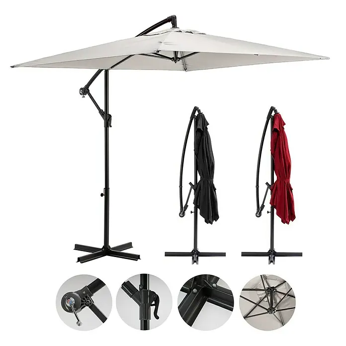 Sunfun Ampelschirm Toscana - Natur, 200 x 250 cm - Informationsansicht