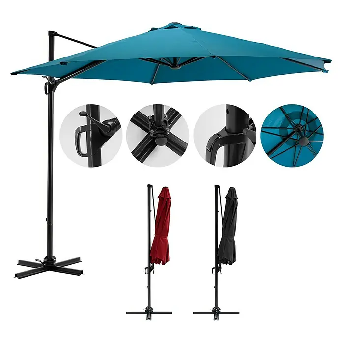 Sunfun Ampelschirm Florenz - Blau, Durchmesser: 300 cm - Informationsansicht