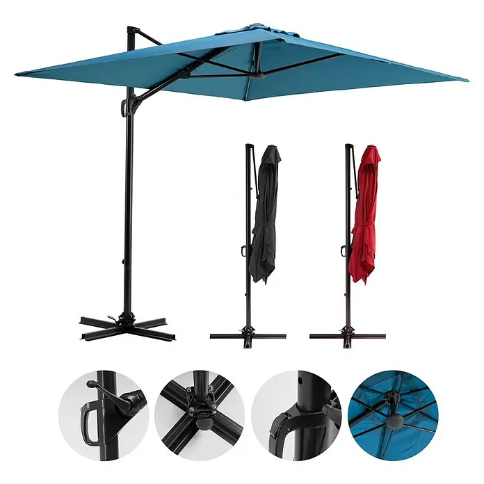 Sunfun Ampelschirm Florenz - Blau, 200 x 250 cm - Informationsansicht