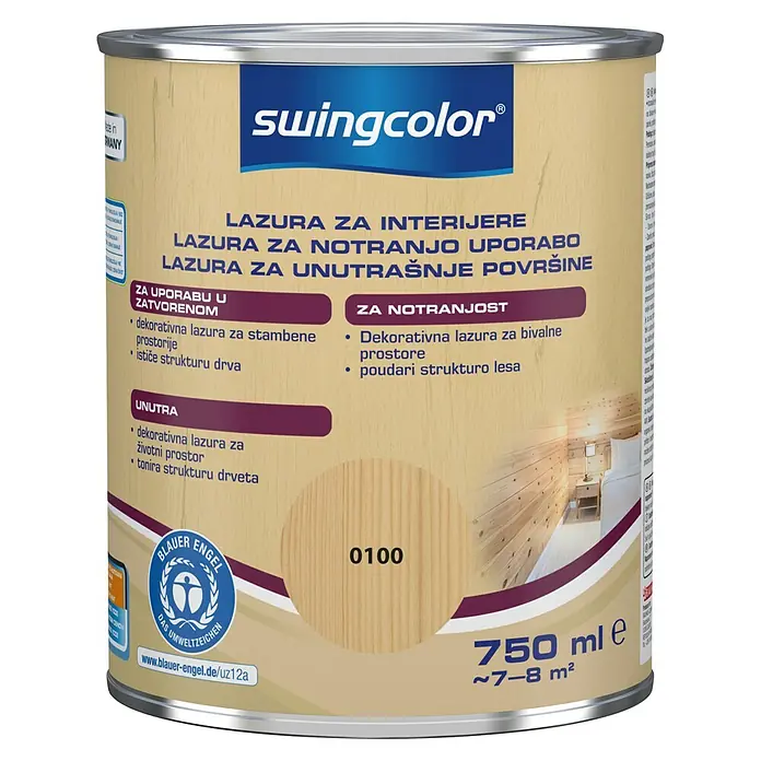 swingcolor Lazura za zaštitu drva - Bezbojno, 750 ml, Na bazi vode - Pogled sprijeda