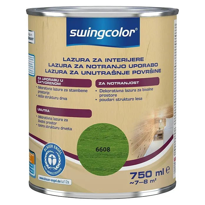 swingcolor Lazura za zaštitu drva - Zelene boje, 750 ml, Na bazi vode - Pogled sprijeda