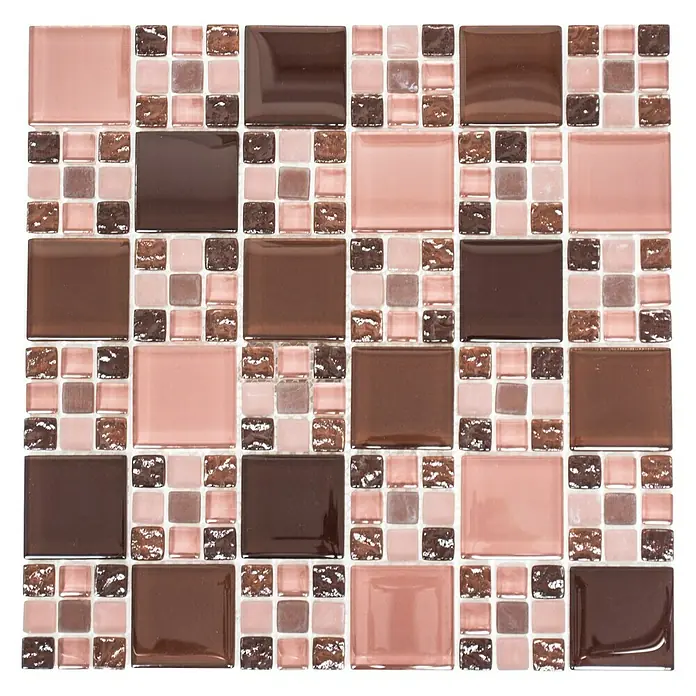 Mosaikfliese Crystal Mix XCM 8575 - 30 x 30 cm, Bordeaux, Glänzend - Ansicht von oben