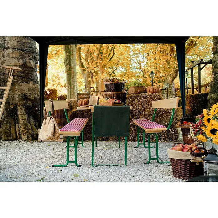Bierbankauflagen-Set - 3 -tlg., Rot/Weiß, 240 x 70 cm, 100 % Polyester - Stimmungsaufnahme