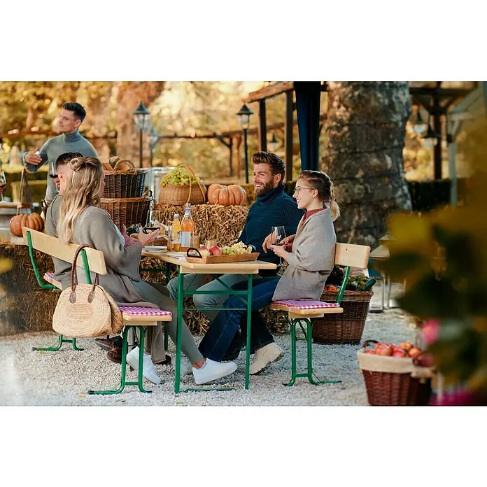 Bierbankauflagen-Set - 3 -tlg., Rot/Weiß, 240 x 70 cm, 100 % Polyester - Stimmungsaufnahme