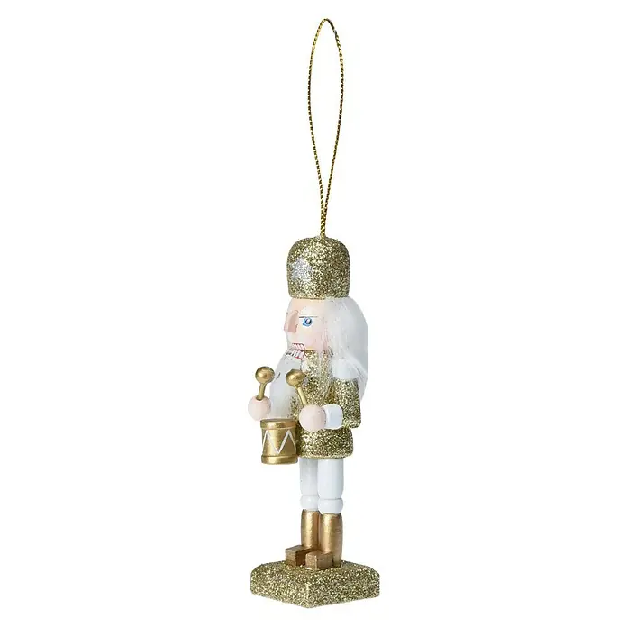 Decoratief figuur - 10 cm, Goud/wit - Diagonaal zicht