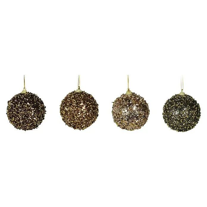 Kerstballen - 1 stk., Diameter: 8 cm, Meerkleurig, Kunststof - Vooraanzicht