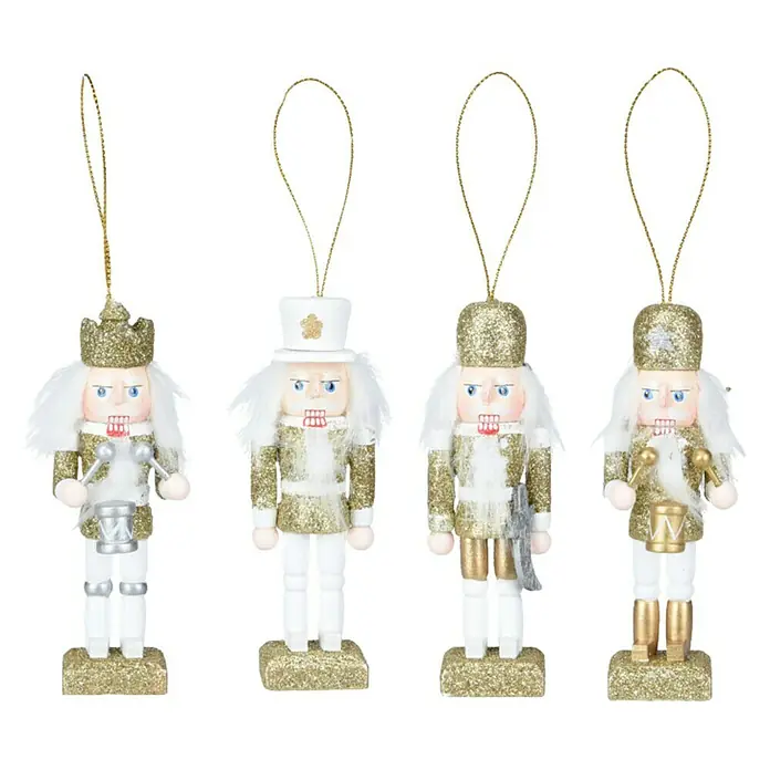 Decoratief figuur - 10 cm, Goud/wit - Vooraanzicht