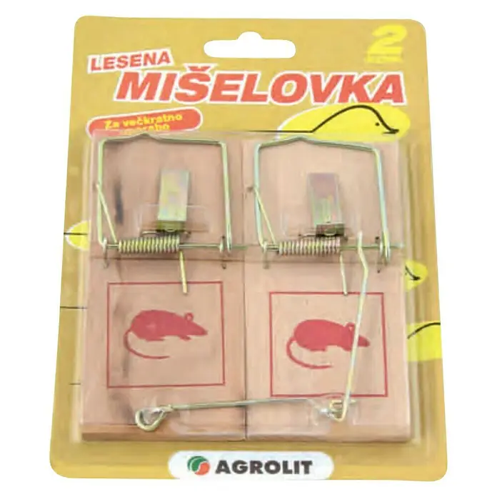Zamka za miševe - Zamka za miševe, Drvo, 2 kom - Dijagonalni pogled