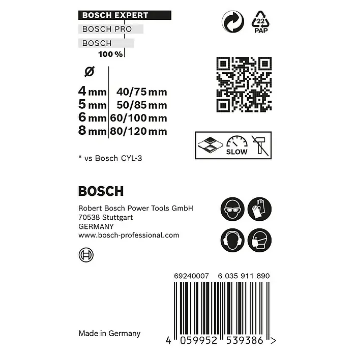 Bosch Professional Expert Mehrzweck-Bohrer Robustline CYL-9 - Durchmesser: 4 mm - 8 mm, 4 -tlg. - Verpackung