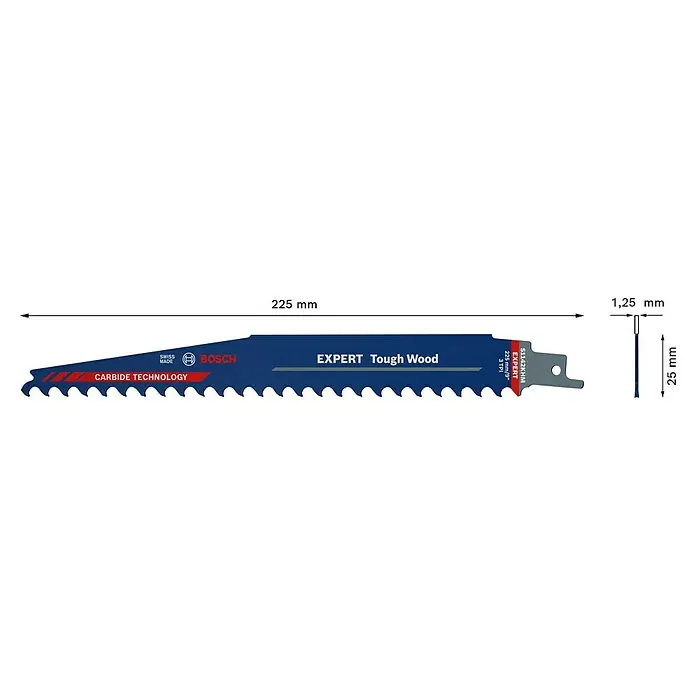 Bosch Expert Säbelsägeblatt Tough Wood S 1242 KHM - 1 Stk., Länge: 225 mm - Skizze