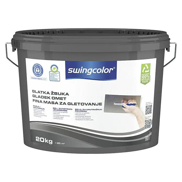 swingcolor Glatka žbuka - Bijela boja, 20 kg - Pogled sprijeda