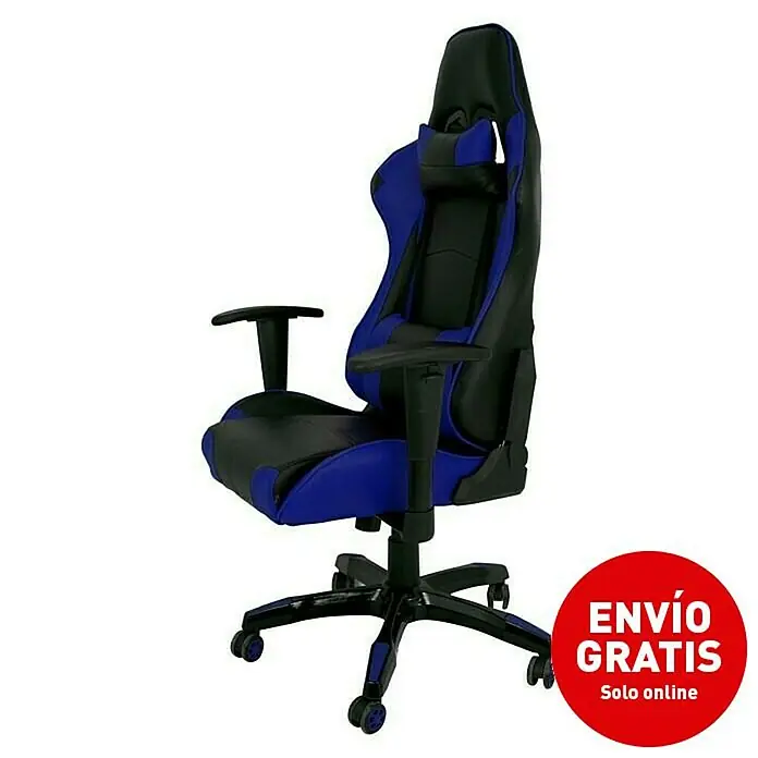 Silla de oficina Regina - Negro/Azul, Reposacabezas - Imagen de campaña