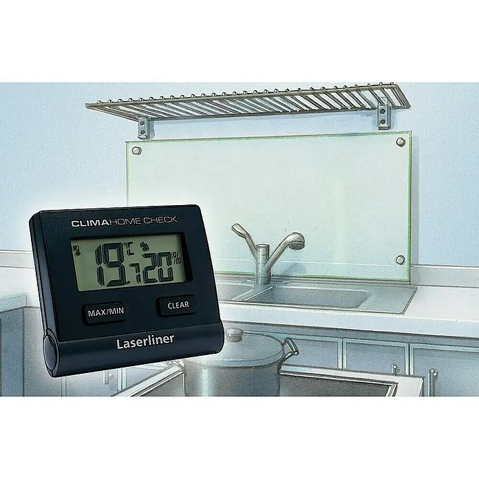Laserliner Digitales Thermo-Hygrometer ClimaHome-Check - Schwarz, Breite: 66 mm - Informationsansicht