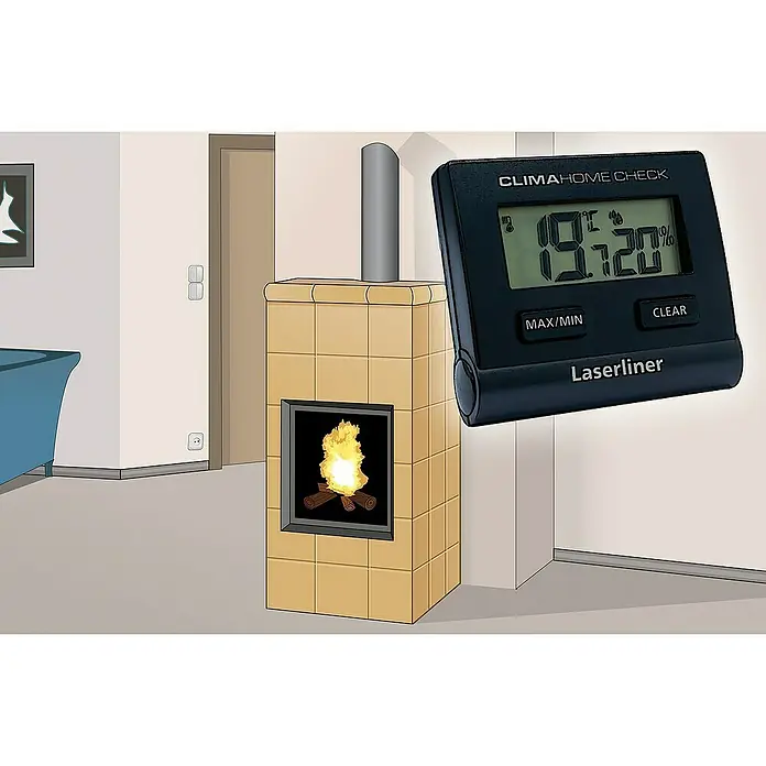 Laserliner Digitales Thermo-Hygrometer ClimaHome-Check - Schwarz, Breite: 66 mm - Informationsansicht