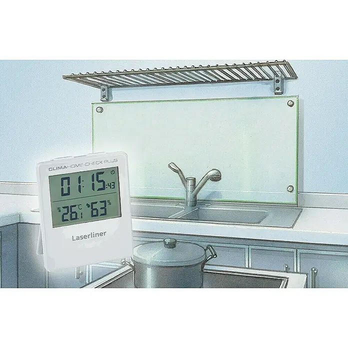 Laserliner Digitales Thermo-Hygrometer ClimaHome-Check Plus - Weiß, Breite: 96 mm - Informationsansicht