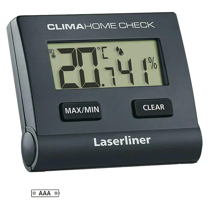 Laserliner Digitales Thermo-Hygrometer ClimaHome-Check - Schwarz, Breite: 66 mm - Diagonale Ansicht