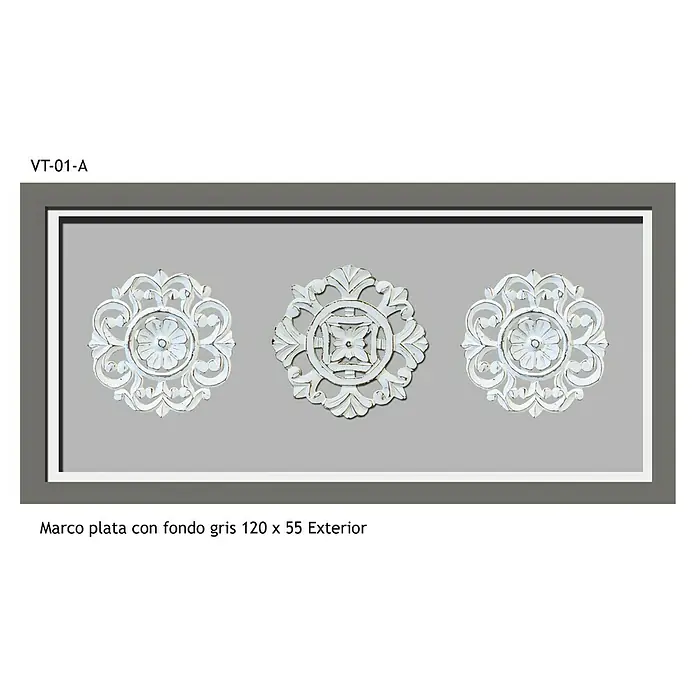 Cuadro de madera Mandala X3 - Mandalas Plateado/Gris, An x Al: 120 x 55 cm - Información del producto