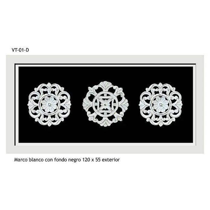 Cuadro de madera Mandala X3 - Mandalas Blanco/Negro, An x Al: 120 x 55 cm - Información del producto