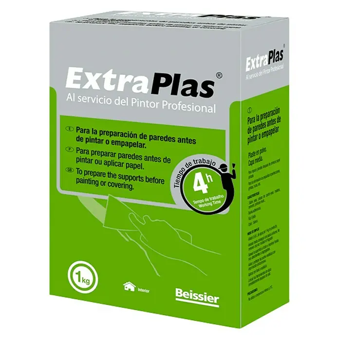 Beissier ExtraPlas Plaste Interiores - Blanco, 1 kg - Vista angular