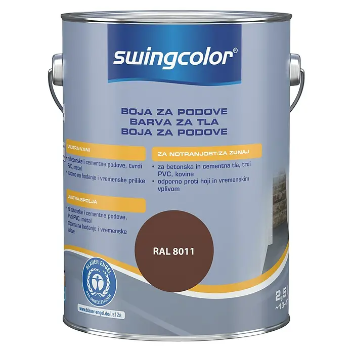 swingcolor Boja za pod - Lješnjak tamnosmeđe boje, 2,5 l - Pogled sprijeda