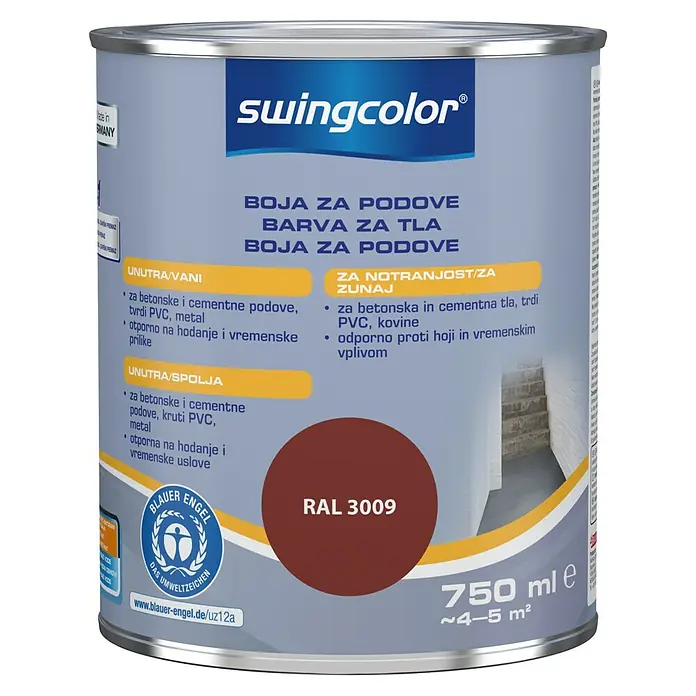 swingcolor Boja za pod - Crvene boje, 750 ml - Pogled sprijeda