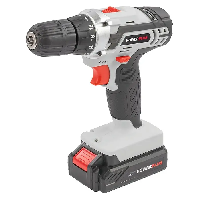 PowerPlus Accuschroevendraaier POWC1071 - 20 V, 1,3 Ah, 1 accu, 400 tpm - 1.400 tpm - Diagonaal zicht