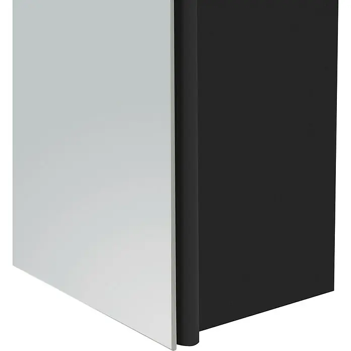 Camargue LED-Spiegelschrank Aluminio Black - B x H: 60 x 60 cm, Mit Beleuchtung, Aluminium, Schwarz - Detailaufnahme