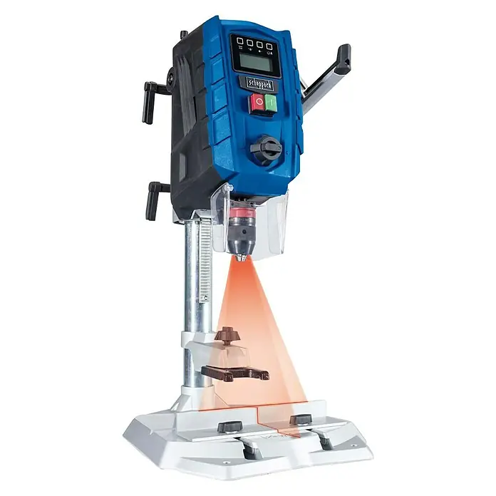 Scheppach Stolna bušilica DP60SE + set svrdla - 710 W, Broj okretaja pri praznom hodu: 0 okr/min - 2.600 okr/min, Stezna širina bušeće glave: 1,5 mm - 13 mm - Dijagonalni pogled