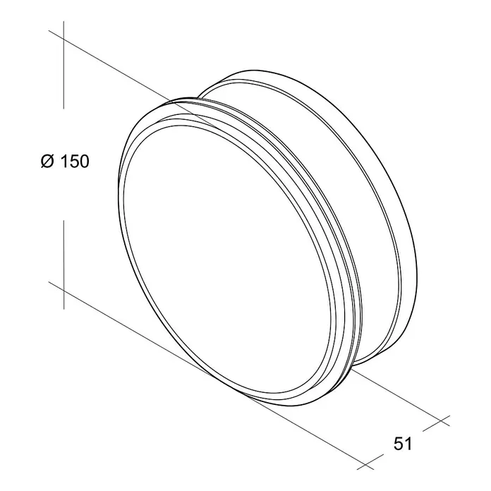 Air-Circle Wickelfalzrohr-Endkappe - Durchmesser: 150 mm, Stahl - Vorderansicht
