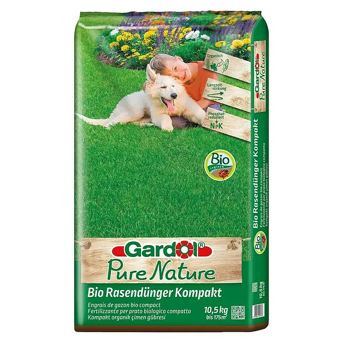 Gardol Pure Nature Bio-Rasendünger Kompakt - 10,5 kg, Inhalt ausreichend für ca.: 175 m² - Vorderansicht