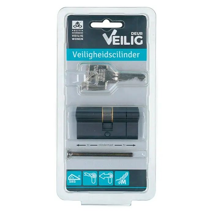 Veilig Profielcilinder S7 Expert 30/30 mm - Aantal sleutels: 3 st. - Vooraanzicht