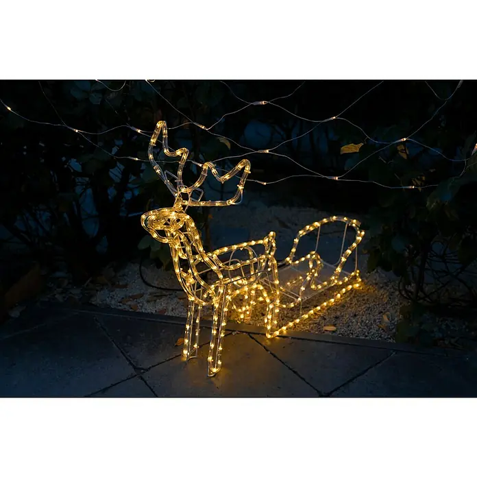 Tween Light LED fénycső rénszarvas szánnal - Alkalmazási terület: Kívül, Meleg fehér, Hosszúság: 67 cm - Hangulatos felvétel