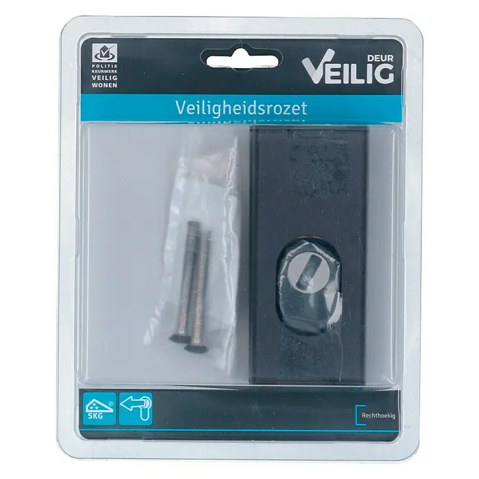 Veilig Veiligheidsrozet kerntrekbeveiliging - Hoekig, Zwart - Vooraanzicht