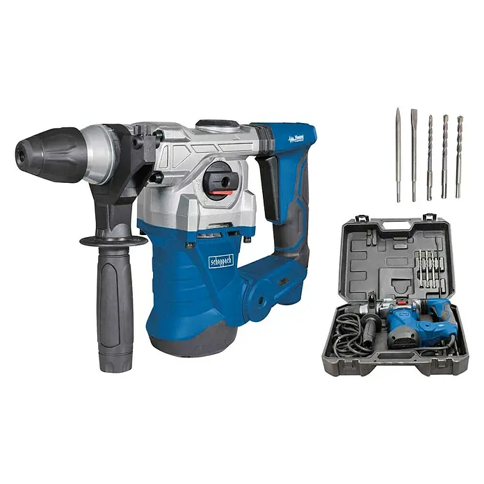 Scheppach Bohrhammer DH1300Plus - 1.250 W, Leerlaufdrehzahl: 850 U/min, Einzelschlagstärke: 5 J - Diagonale Ansicht