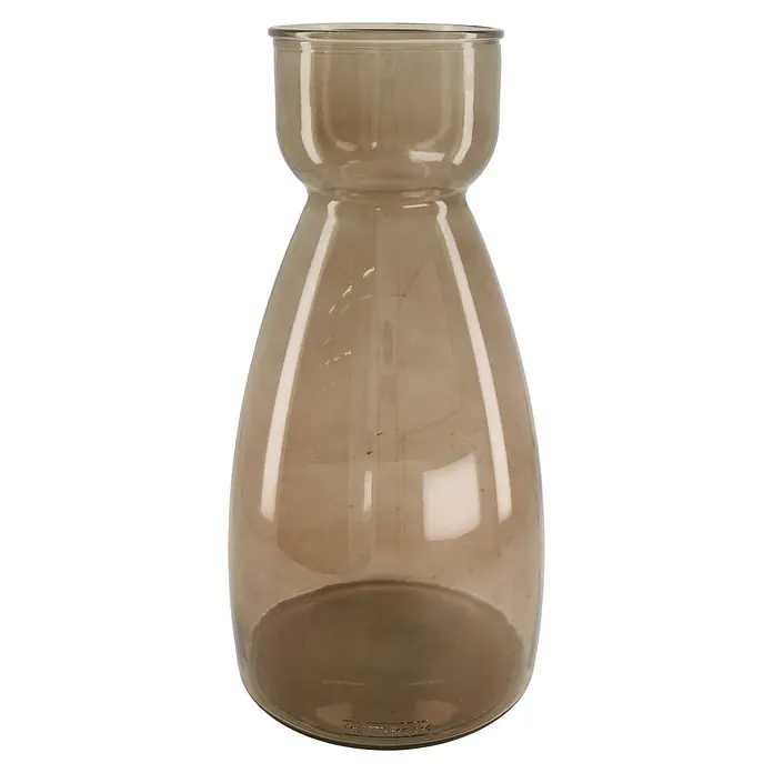 Glasvase Recyceltes Glas - Ø x H: 21,5 x 43,5 cm, Beige - Vorderansicht