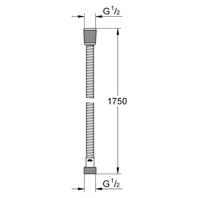 Grohe Zuhanycső Vitalioflex - Hosszúság: 1,75 m, ½″, Fém, króm - Tervrajz