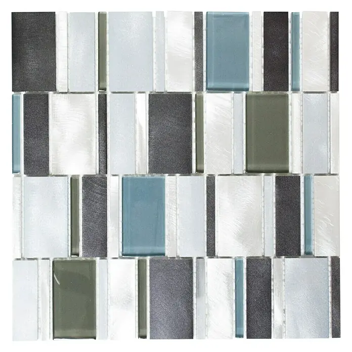 Mosaikfliese Crystal Mix XAM A821 - 30,1 x 30,1 cm, Alu/Crystal/Blau, Matt - Ansicht von oben