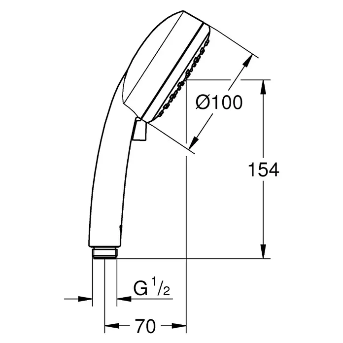 Grohe Handbrause Vitalio Comfort 100 - Anzahl Funktionen: 2 Stk., Durchmesser: 10 cm, Chrom - Skizze