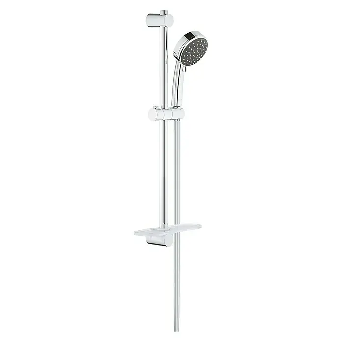Grohe Brausegarnitur Vitalio Comfort 100 - Lochabstand: 47 cm - 62 cm, Art Strahl: Rain, Jetstrahl, Chrom, Anzahl Strahlarten: 2 Stk. - Diagonale Ansicht