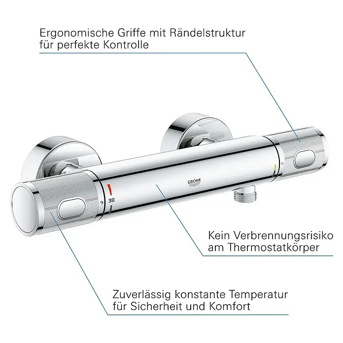 Grohe Brausethermostat Precision Feel - Chrom, Glänzend - Informationsansicht