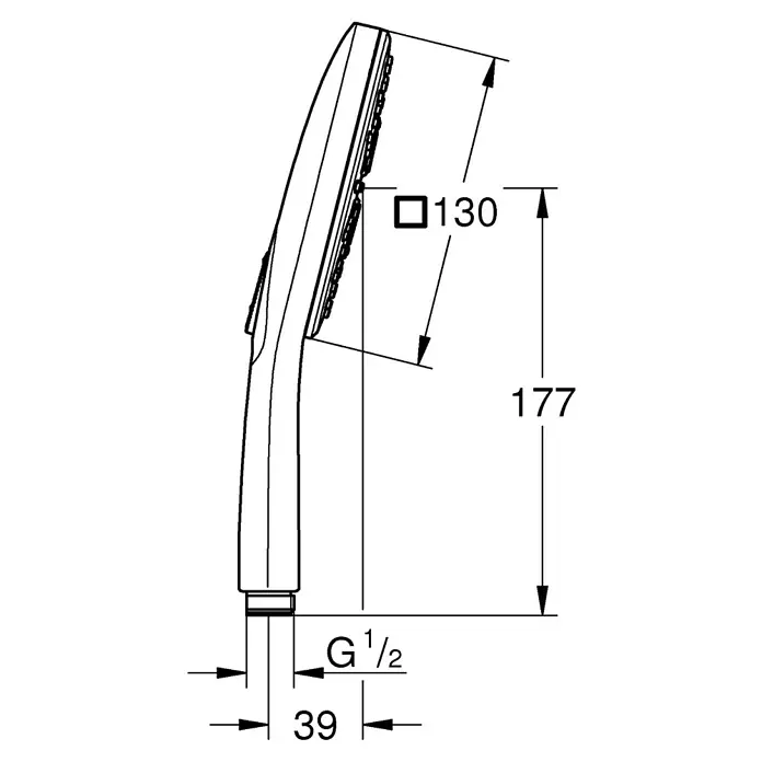 Grohe Handbrause Vitalio SmartActive 130 Cube - Anzahl Funktionen: 3 Stk., Durchmesser: 13 cm, Chrom - Skizze