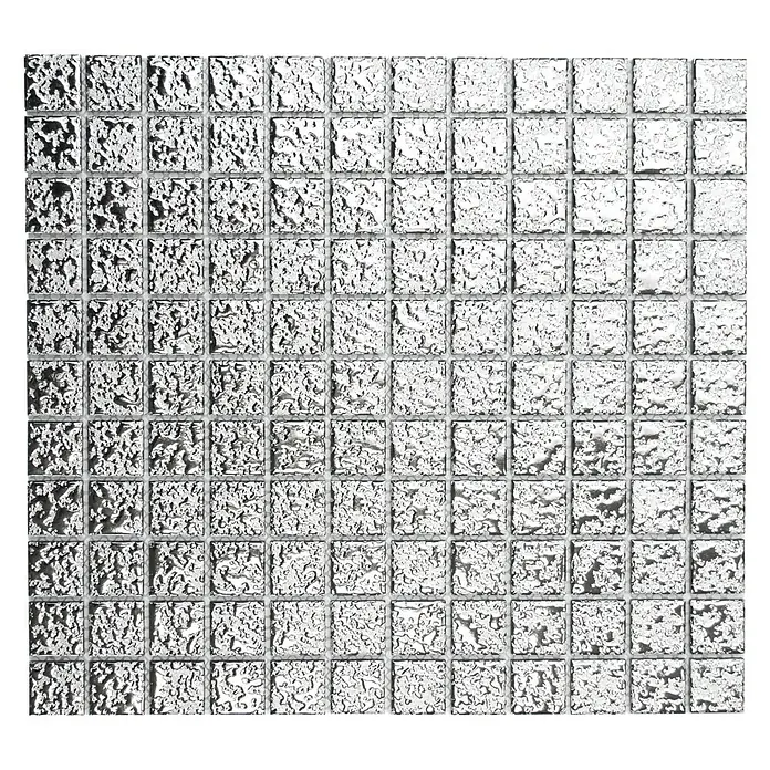 Mosaikfliese Uni SB 393 - 33 x 30,2 cm, Silber, Glänzend - Ansicht von oben